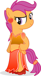 Size: 6554x12136 | Tagged: safe, artist:bigdream64, scootaloo, pony, absurd resolution, belly button, bellyring, bipedal, clothes, dress, midriff, piercing, shoes, simple background, solo, transparent background, vector