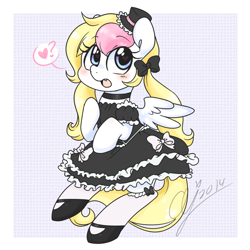 Size: 1280x1280 | Tagged: safe, artist:inkie-heart, oc, oc only, oc:inkie heart, clothes, cute little fangs, dress