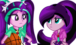 Size: 1008x596 | Tagged: safe, artist:xxsactaviaxx, aria blaze, oc, oc:serenade, equestria girls, basketball, female, mother and child, mother and daughter, offspring, parent and child, parent:aria blaze