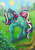 Size: 1552x2203 | Tagged: safe, artist:kiss-the-thunder, fizzy, ladybug, pony, twinkle eyed pony, unicorn, g1, bow, bubble, dream castle, female, mare, tail bow