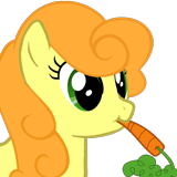 Size: 160x160 | Tagged: safe, carrot top, golden harvest, animated, carrot, chewing, chewing ponies, cute, cutie top, horses doing horse things, nom, pink fluffy unicorns dancing on rainbows, simple background, solo, transparent background