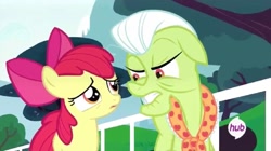 Size: 1021x572 | Tagged: safe, screencap, apple bloom, granny smith, leap of faith, hub logo