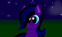 Size: 2500x1500 | Tagged: safe, artist:asknoxthepony, oc, oc only, oc:nox, oc:nox stella, blushing, cute, night, stars