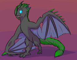 Size: 1121x864 | Tagged: safe, artist:graytr, oc, oc only, oc:bucketling, changeling, hybrid, female, solo, wyvern