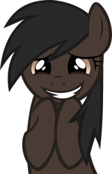 Size: 642x1000 | Tagged: safe, alternate version, artist:accu, oc, oc only, embarrassed, female, holding hooves, show accurate, shy, simple background, smiling, solo, sorry, transparent background, upper body, vector