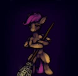 Size: 500x485 | Tagged: safe, artist:tempusfidgets, scootaloo, pegasus, pony, broom, celestia swept, solo, sweeping