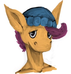 Size: 475x496 | Tagged: safe, artist:tempusfidgets, scootaloo, anthro, comic:trans ponies, beanie, bust, hat, portrait, simple background, solo, white background