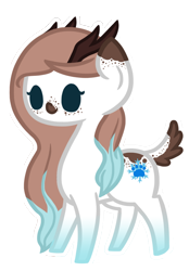 Size: 848x1218 | Tagged: safe, artist:amylovespenguins, oc, oc only, oc:frost, original species, antlers, freckles, solo