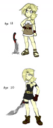 Size: 750x1800 | Tagged: safe, artist:ichibangravity, oc, oc only, human, age difference, age progression, ask king sombra pie, humanized, sandals, sword, triste savoir, tumblr