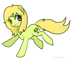 Size: 1024x850 | Tagged: safe, artist:moekonya, oc, oc only, oc:spirit fields, earth pony, pony, bandana, blonde, runner, solo