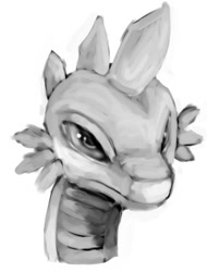 Size: 285x375 | Tagged: safe, artist:tempusfidgets, spike, dragon, bust, monochrome, portrait, solo