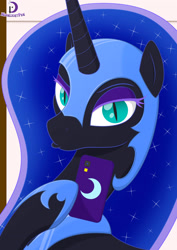 Size: 2480x3508 | Tagged: safe, artist:moonlight-pen, nightmare moon, alicorn, pony, duckface, phone, selfie, smartphone, solo