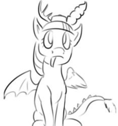 Size: 500x535 | Tagged: safe, artist:tempusfidgets, draconequus, discord sparkle, horns, monochrome, solo