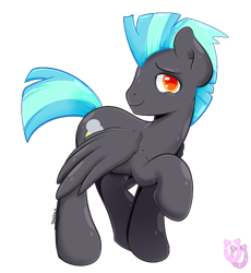 Size: 1087x1180 | Tagged: safe, artist:shadowhulk, thunderlane, pegasus, pony, looking at you, male, raised hoof, solo, stallion