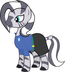 Size: 2768x3062 | Tagged: safe, artist:duskthebatpack, oc, oc only, oc:zuri, zebra, belt, clothes, dress, female, mare, shirt, simple background, skirt, smiling, solo, transparent background, vector