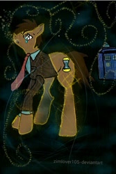 Size: 730x1095 | Tagged: safe, artist:zimlover105, doctor whooves, crying, glasses, sad, solo