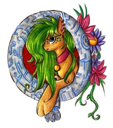 Size: 841x949 | Tagged: safe, artist:szopwmeloniku, oc, oc only, earth pony, pony, flower, solo, wreath