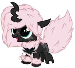 Size: 610x558 | Tagged: safe, artist:ipandacakes, oc, oc only, oc:cootie, hybrid, interspecies offspring, magical lesbian spawn, offspring, parent:oc:fluffle puff, parent:queen chrysalis, parents:canon x oc, parents:chrysipuff, solo, watermark