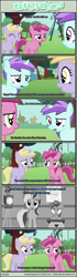 Size: 1024x3653 | Tagged: safe, artist:tritebristle, dinky hooves, liza doolots, minuette, petunia, ruby pinch, tootsie flute, comic:heartstrings, comic, jaded pinch, projector