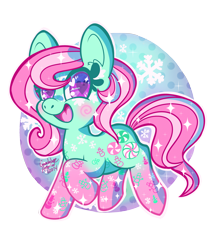 Size: 2160x2500 | Tagged: safe, artist:dolcisprinkles, minty, g3, g3 to g4, generation leap, heart eyes, solo, wingding eyes, winter minty