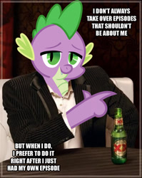 Size: 550x690 | Tagged: safe, spike, dragon, equestria games (episode), image macro, meme, solo, the most interesting man in the world