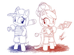 Size: 1200x885 | Tagged: safe, artist:fuzon-s, chirpy hooves, dinky hooves, pony, baseball bat, bipedal, cape, clothes, cosplay, crown, earthbound, gradient lineart, happy, lucas, monochrome, mother 3, ness, quill, request, scepter, sketch, smiling