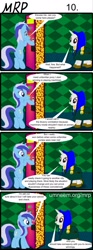 Size: 800x2153 | Tagged: safe, artist:umneem, minuette, oc, oc:dispersion, pony, unicorn, comic:my rational pony, 4koma, comic, public service announcement, slot machine