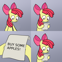 Size: 1024x1024 | Tagged: safe, apple bloom, friendship is witchcraft, apple bloom's note meme, buy some apples, exploitable meme, meme, obligatory pony, sweetie's note meme