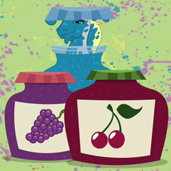 Size: 640x640 | Tagged: safe, screencap, hugh jelly, pony, hearts and hooves day (episode), abstract background, background pony, cherry jam, faic, grape jam, handsome face, hearts and hooves day, jar, jelly, male, solo, stallion, the perfect stallion