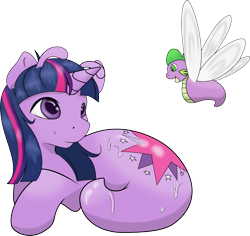 Size: 1541x1453 | Tagged: safe, artist:camychan, artist:thevioletyoshi, edit, spike, twilight sparkle, original species, ponyslug, species swap