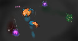 Size: 1280x678 | Tagged: safe, artist:azure-doodle, oc, oc only, oc:azu, pony, doodle and vigil, everfree forest, flower, glow, plot, pond, solo, swimming, this will end in tears, this will end in tears and/or death, tumblr, water