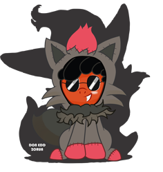 Size: 1392x1476 | Tagged: safe, artist:doneddzorua, oc, oc only, clothes, pokémon, solo, suit, zorua