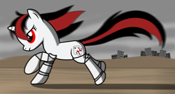 Size: 3125x1691 | Tagged: safe, artist:koshakevich, oc, oc only, oc:blackjack, cyborg, pony, unicorn, fallout equestria, fallout equestria: project horizons, level 1 (project horizons), solo, vector