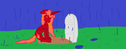 Size: 1018x395 | Tagged: safe, artist:awsome pony mlp, oc, oc only, oc:flame princess, 1000 hours in ms paint, gravestone, immortality blues, ms paint, rain, sad, solo