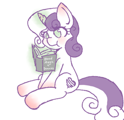 Size: 616x599 | Tagged: safe, artist:shotaconcandy, sweetie belle, blood mage sweetie belle, reading, solo