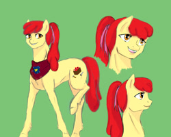 Size: 1024x819 | Tagged: safe, artist:no-shining-knight, apple bloom, older, ponytail, ribbon, solo