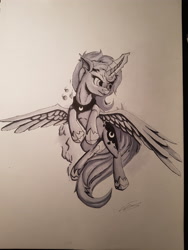 Size: 4032x3024 | Tagged: safe, artist:sigilponies, princess luna, alicorn, pony, ink, ink drawing, traditional art