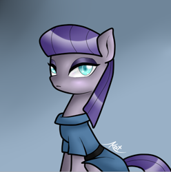 Size: 800x806 | Tagged: safe, artist:kayak94, maud pie, earth pony, pony, clothes, female, gray coat, mare, purple mane, solo