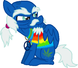 Size: 362x313 | Tagged: safe, artist:starryoak, oc, oc only, pegasus, pony, clothes, grandfather, marijuana, peace symbol, rainbow, simple background, solo, transparent background