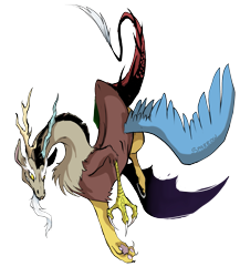 Size: 1461x1687 | Tagged: safe, artist:littledarkdragon, discord, draconequus, flying, simple background, solo, transparent background