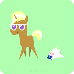 Size: 601x601 | Tagged: safe, artist:haretrinity, trenderhoof, rabbit, book, pointy ponies, simple background, walking