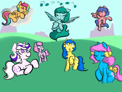 Size: 800x600 | Tagged: safe, artist:shanny-bananie, artist:sweetsrmything, bow tie (g1), bubbles (g1), ember (g1), firefly, medley, skydancer, twilight, g1, ask, ask medley rain, tumblr