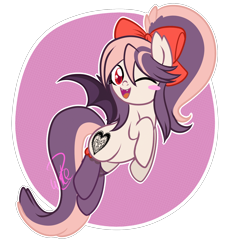 Size: 1738x1909 | Tagged: safe, artist:xwhitedreamsx, oc, oc only, oc:sweet velvet, bat pony, pony, blushing, simple background, solo, transparent background, wink