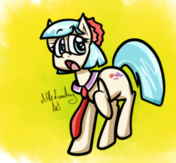 Size: 500x462 | Tagged: safe, artist:alittleofsomething, coco pommel, necktie, solo, surprised