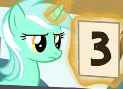 Size: 413x299 | Tagged: safe, screencap, lyra heartstrings, leap of faith, lyra is not amused, lyra's score, magic, not happy, reaction image, scoring, solo, unimpressed