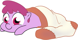 Size: 1099x568 | Tagged: safe, artist:egophiliac, edit, berry punch, berryshine, cute, filly, prone, smiling, sock, solo