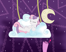 Size: 2432x1932 | Tagged: safe, artist:tuliothepillbug, sweetie belle, stare master, cloud, moon, solo