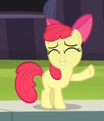 Size: 300x350 | Tagged: safe, screencap, apple bloom, pony, leap of faith, eyes closed, female, sassy, solo