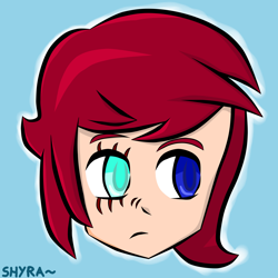 Size: 5000x5000 | Tagged: safe, artist:a-jewel-of-rarity, oc, oc only, oc:shyra, human, absurd resolution, barely pony related, bust, heterochromia, humanized, humanized oc, portrait, solo