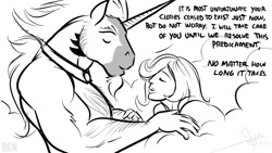 Size: 1024x576 | Tagged: safe, artist:bgn, oc, oc only, oc:nado, anthro, human, chest hair, cloud, collar, female, hairy, imminent kissing, imminent sex, male, straight